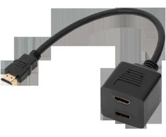 Cabletech Kabelis HDMI 19pol kištukas - 2xHDMI lizdai 0.30m, juodas