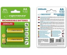 Įkraunamos AA baterijos Esperanza, 2000mAh, geltona
