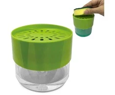Indų ploviklio dozatorius su kempinėle, 500ml, žalias