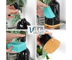 Indų ploviklio dozatorius Vilde su kempinės laikikliu, 500 ml, juodas