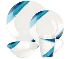 Excellent Houseware Indų rinkinys baltas-mėlynas 16 vnt.