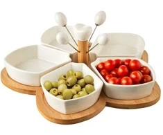 Orion Užkandžių dubenėlių rinkinys 10 vnt. porcelianiniai balti 28,5 cm