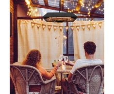 Outsunny lubinis šildytuvas 800W/1200W/2000W, 5 režimai, IP45 elektrinis šildytuvas su nuotolinio valdymo pulteliu, LED lempute, aliuminis, stiklas, juodas, 45 x 45 x 10 cm