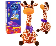 Lean Toys Interaktyvi pliušinė žirafa, ruda, balta ir oranžinė, apie 30 × 20 × 10 cm