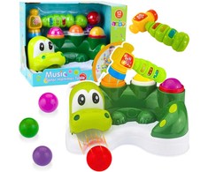 Lean Toys Interaktyvus krokodilas su kamuoliukų takeliu ir plaktuku