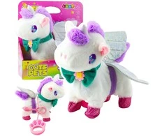 Lean Toys Interaktyvus pliušinis vienaragis su lanksčiais sparnais ir pavadėliu