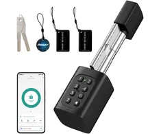 Išmanusis durų cilindras su pirštų atspaudų skaitytuvu ir Bluetooth, juodas / sidabrinis, 4,2 × 4,2 × 16 cm