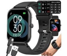 Išmanusis laikrodis su guminiu dirželiu, Bluetooth, juodas