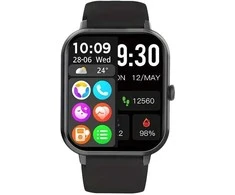 Išmanusis laikrodis su guminiu dirželiu, Bluetooth, juodas
