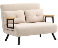 Išskleidžiamas fotelis su 5 padėčių atlošu ir plieniniu rėmu, smėlinis, 102 × 73 × 81 cm