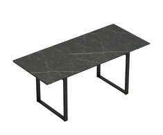 Išskleidžiamas valgomojo stalas 6–8 asmenims, juodas, 140–180 × 80 × 75 cm