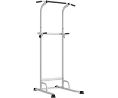 Jėgos treniruoklis su reguliuojamu aukščiu ir plieniniu rėmu, baltas, 91,5 x 97,5 x 176,5–227 cm