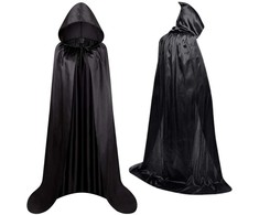 Lean Toys Juodas Apsiaustas su Gobtuvu 150 cm