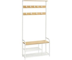Songmics Vasagle Drabužių lentyna su 9 kabliukais 30 x 85 x 180,5 cm ąžuolo spalvos-baltos spalvos