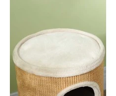 PawHut draskyklė-namelis, 60 cm aukščio katėms su 2 urvais, draskyklė, kačių bokštas iš sizalio, katėms iki 5kg, ruda