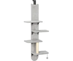 Kačių draskyklė kabinama ant durų, 4 platformų, šviesiai pilka, 144,5 cm