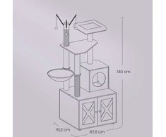 Songmics Kačių draskyklė su integruota tualeto spinta 140 cm