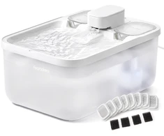 Songmics Kačių fontanas su 12 filtrų, baltas, 4,5 l