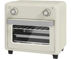 HOMCOM mini orkaitė su konvekcija 10 l, 2 viename mini orkaitė su grotelėmis, kepimo skarda ir padėklu trupiniams, 80–230 °C karšto oro gruzdintuvė su jutikliniu ekranu, laikmačiu, vidaus apšvietimu, 1000 W, nerūdijantis plienas