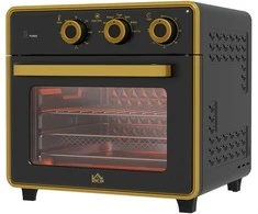 Gruzdintuvė HOMCOM 20 l mini orkaitė, picos orkaitė su konvekcijos funkcija, karšto oro orkaitė su kepimo skarda, grotelės, 90–230 ℃, 1400 W elektrinė mini orkaitė su 1 val. laikmačiu