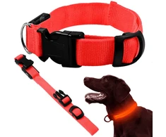 Kaklo Apšvietimas LED Šunims ir Katėms, Reguliuojamas, 46-59 cm, Raudonas