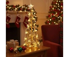 Medinė Kūčių eglutė su šviesos kūgiu - 68 cm su 40 LED