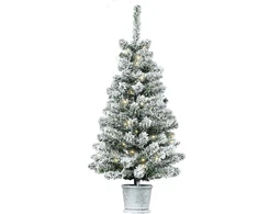 Homcom Kalėdinė eglutė su 60 LED lempučių ir sniego efektu, žalia/balta, Ø40 × 90 cm