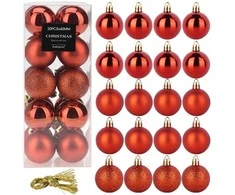Party Deco Krištoliniai Kalėdų žaisliukai 4 cm Raudoni 20 vnt
