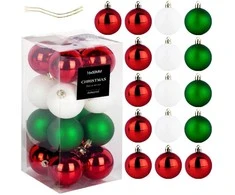 Vilde Kalėdinės dekoracijos - 16 vnt. raudonos, žalios ir baltos ornamentų rinkinys 5 cm