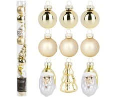 Party Deco Kalėdinės Dekoracijos Rinkinys 9vnt. Auksinės 3 / 5 cm