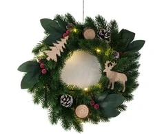 Kalėdinis LED vainikas su dekoracijomis, 20 cm
