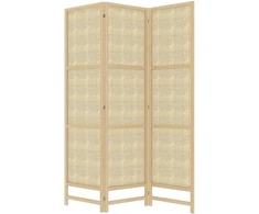 HOMCOM 3 dalių pertvara 135 x 180 cm, atskiriamoji sienelė iš PP ratano, sulankstomas kambario daliklis, privatumo apsauga svetainei, natūrali