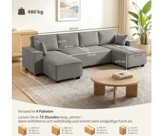 Kampinė sofa 311 x 154 x 91 cm