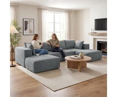 Kampinė sofa tamsiai pilka