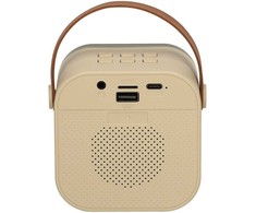 Ikonka Karaokės rinkinys 2 mikrofonai + nešiojamas garsiakalbis BLUETOOTH USB LED smėlio spalvos