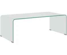 Kavos staliukas iš grūdinto stiklo, vientisos konstrukcijos, skaidrus, 100 x 50 x 35 cm