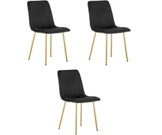 Kėdė LAVA su veliūriniu apmušalu ir metalinėmis kojomis, juoda, 86 cm, 3 vnt.