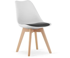Leobert Kėdė MARK su buko kojomis, balta ir juoda, 82 cm
