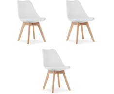 Leobert Kėdė MARK su buko medienos kojomis, balta, 82 × 49 cm, 3 vnt.