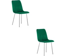 Kėdė su aksominiu apmušalu ir chromuotomis kojomis, žalia, 86 cm, 2 vnt.