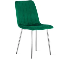 Kėdė su aksominiu apmušalu ir chromuotomis metalinėmis kojomis, žalia, 86 cm, 3 vnt.