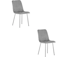 Kėdė su veliūriniu apmušalu, chromuotomis metalinėmis kojomis, šviesiai pilka, 86 cm, 2 vnt.