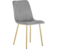 Kėdė su veliūriniu apmušalu ir metalinėmis kojomis, šviesiai pilka, 86 cm