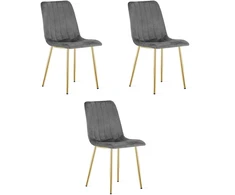 Kėdė su veliūriniu apmušalu ir metalinėmis kojomis, tamsiai pilka, 86 cm, 3 vnt.