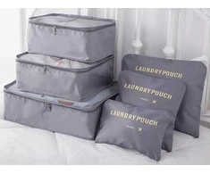 Kelioninis Verk Group Kelioniniai krepšiai su tinkleliu, 6 vnt., pilki