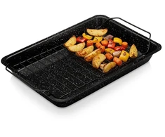 Kepimo skarda su išimamomis grotelėmis ir nepridegančia danga, juoda, 31,5 x 21,5 x 3,5 cm