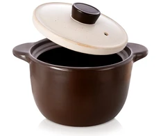 Keraminis puodas su dangčiu, rudas, 20 cm, 4,2 l