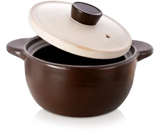 Keraminis puodas su dangčiu, rudas, 22 cm, 3 l