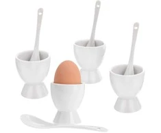 Excellent Houseware Indeliai kiaušiniams su šaukšteliais 4 vnt.iš porceliano