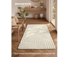 Songmics Kilimas 3D, neslystantis, kreminės baltos spalvos, 150 × 80 cm